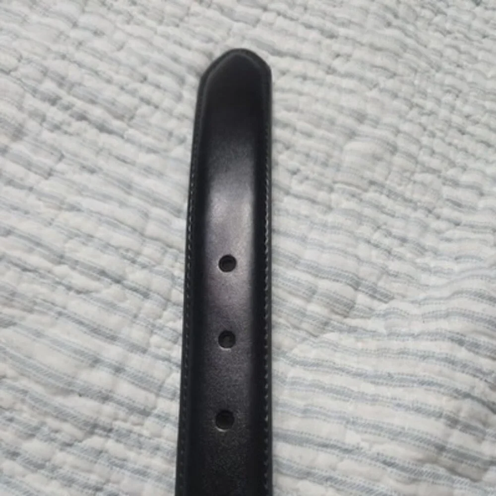 Sportoli Classic Leather Belt Black Single Prong silver Buckle Mens Belt Size 40